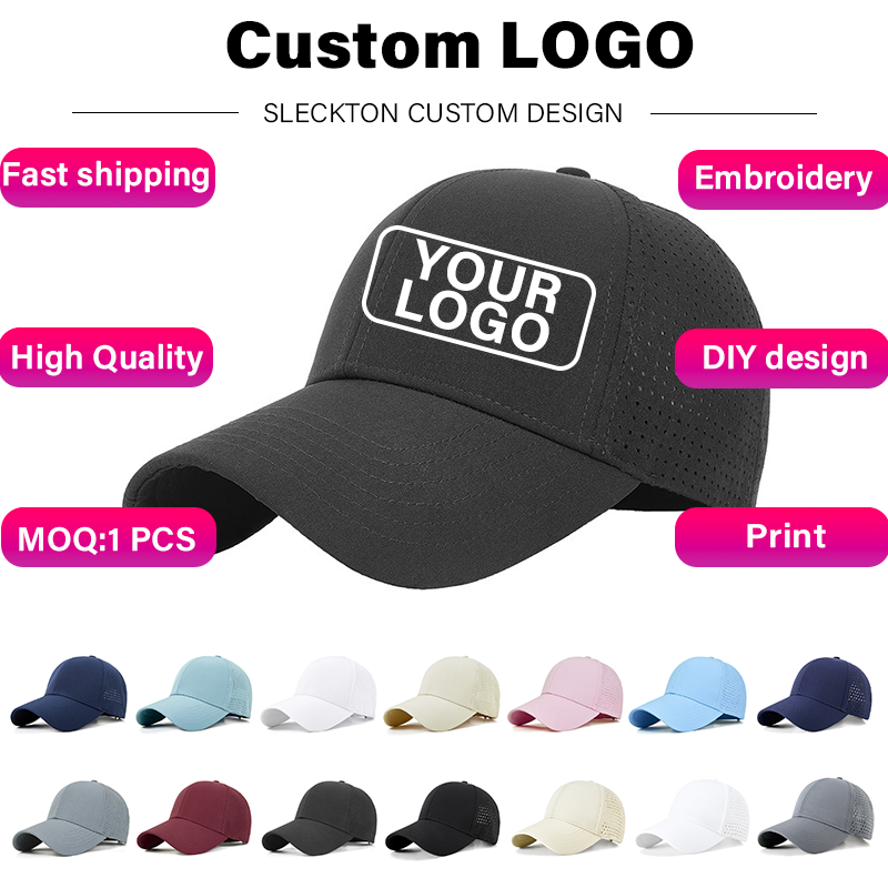 Embroidery Design Logo - หมวกเบสบอลปักโลโก้ตามสั่ง แห้งเร็ว สำหรับผู้ชายและผู้หญิง ออกแบบเองได้ สวมใส่สบาย ระบายอากาศดี