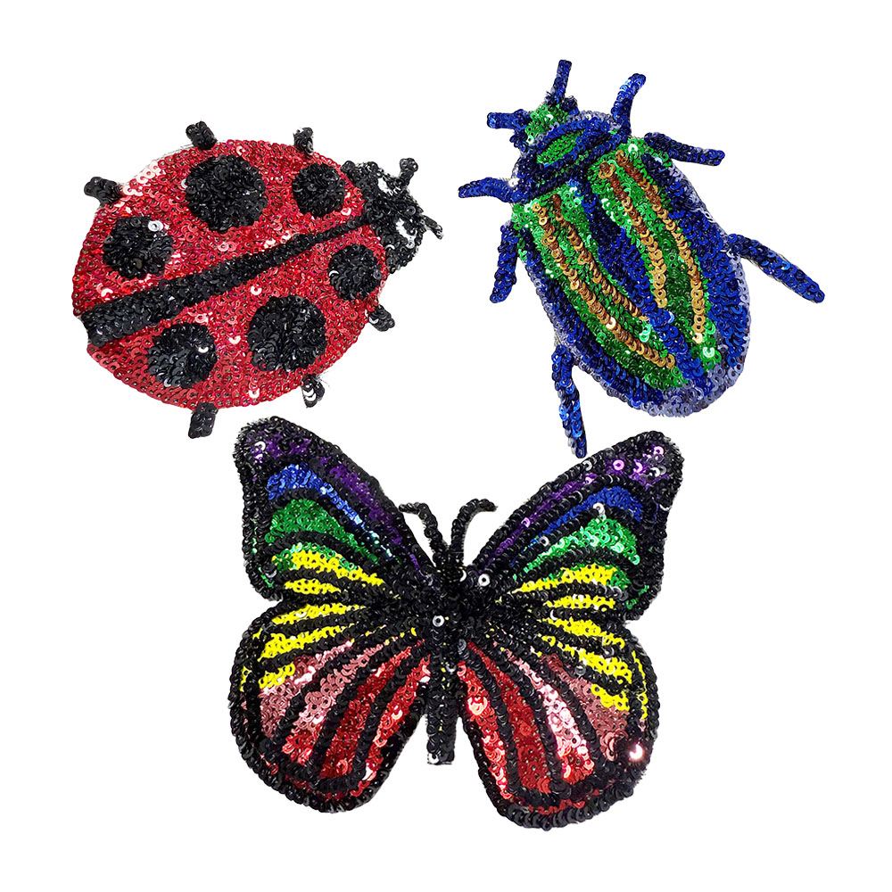 Embroidery Lady Bug - แพทช์ปักเลื่อมลายผีเสื้อเลดี้บักแบบติดเสื้อผ้า กระเป๋า หมวก กางเกงยีนส์ ซ่อมแซม DIY