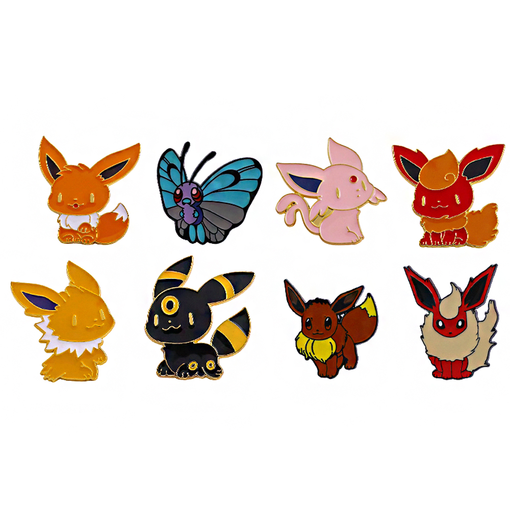 Embroidery Reddit - ชุดเข็มกลัดอีวี (Eevee) จำนวน 8 ชิ้น, เข็มกลัดโลหะลายการ์ตูนสัตว์น่ารัก,