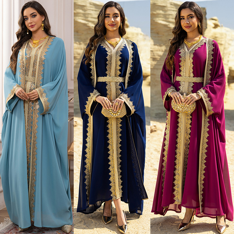 2PCS ชุดสตรีมุสลิมดูไบ Abaya K - Embroidery Kebaya บทวิจารณ์และราคา