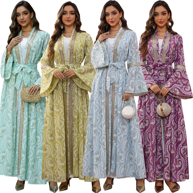 2PCS ชุดสตรีมุสลิมดูไบ Abaya K - Embroidery Kebaya บทวิจารณ์และราคา