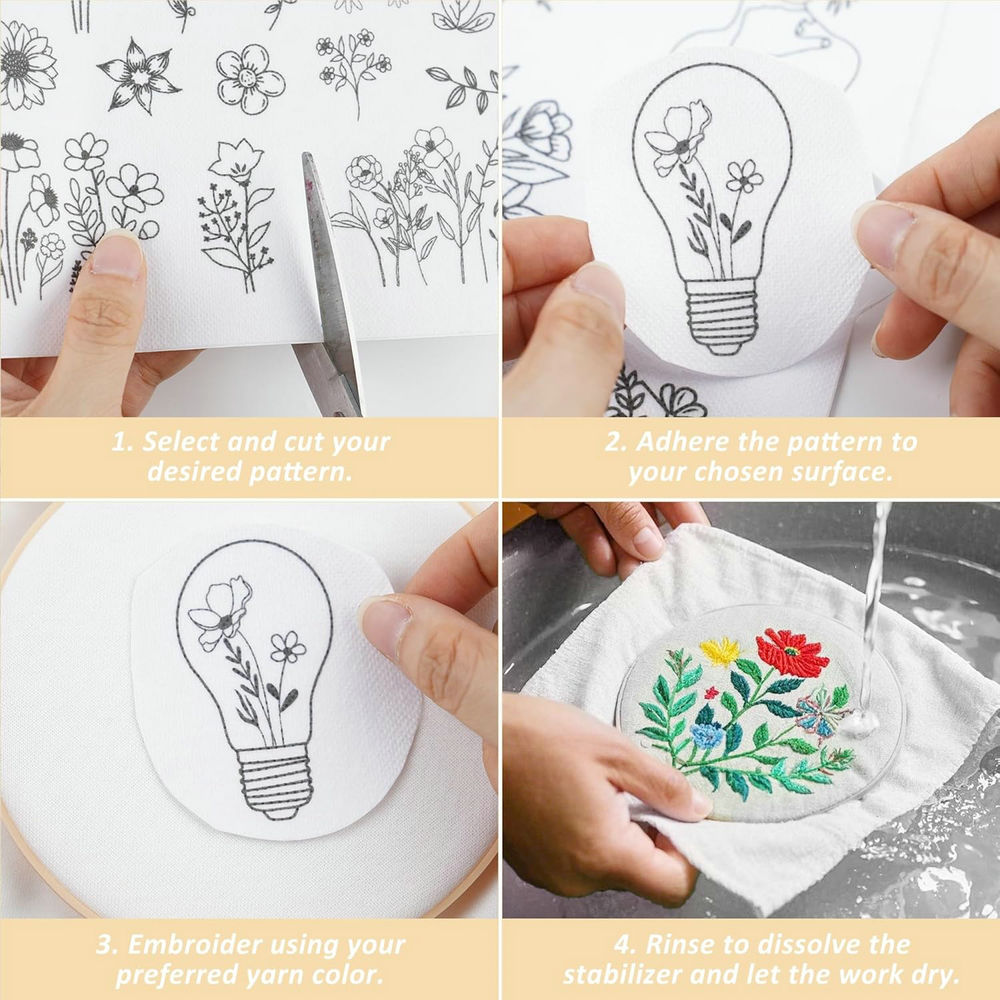 4 แผ่นน้ําเย็บปักถักร้อยรูปแบบ - Embroidery Meaning บทวิจารณ์และราคา