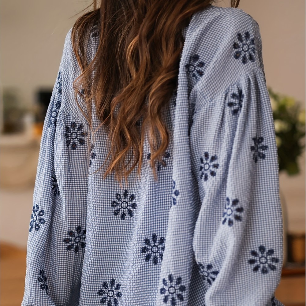 เสื้อเชิ้ตพิมพ์ลายดอกไม้ตัดสีส - Embroidery Online บทวิจารณ์และราคา