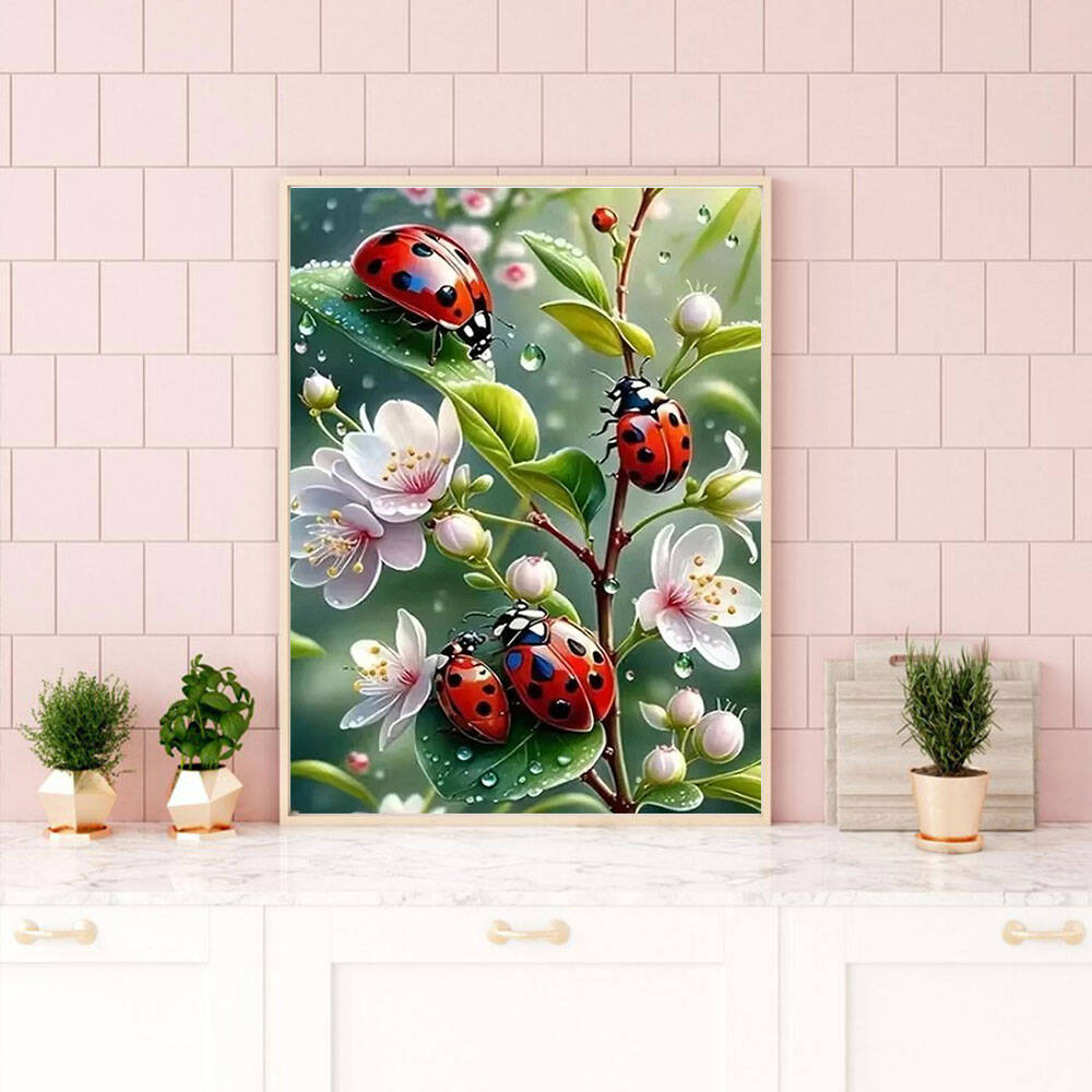 Huacan ภาพวาดติดเพชรรูปกบและพื - Embroidery Lady Bug บทวิจารณ์และราคา
