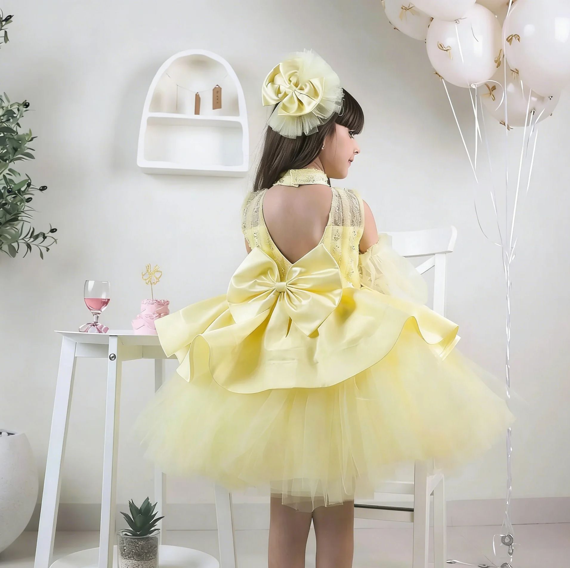 ชุดเดรสเด็กผู้หญิงสีเหลืองสำหร - Embroidery Yellow Dress บทวิจารณ์และราคา