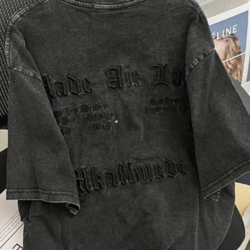 เสื้อยืดผู้หญิงปักลายตัวอักษรแ - Embroidery Cotton Shirt บทวิจารณ์และราคา