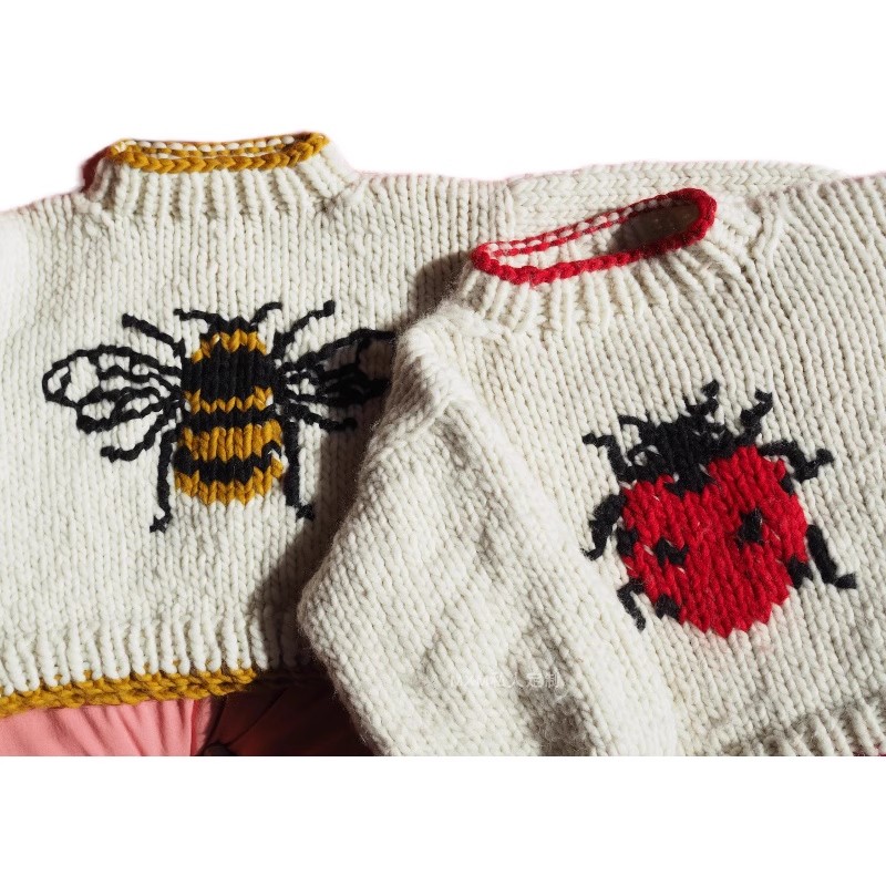 เสื้อสเวตเตอร์ผ้าขนสัตว์แท้ ถั - Embroidery Lady Bug บทวิจารณ์และราคา