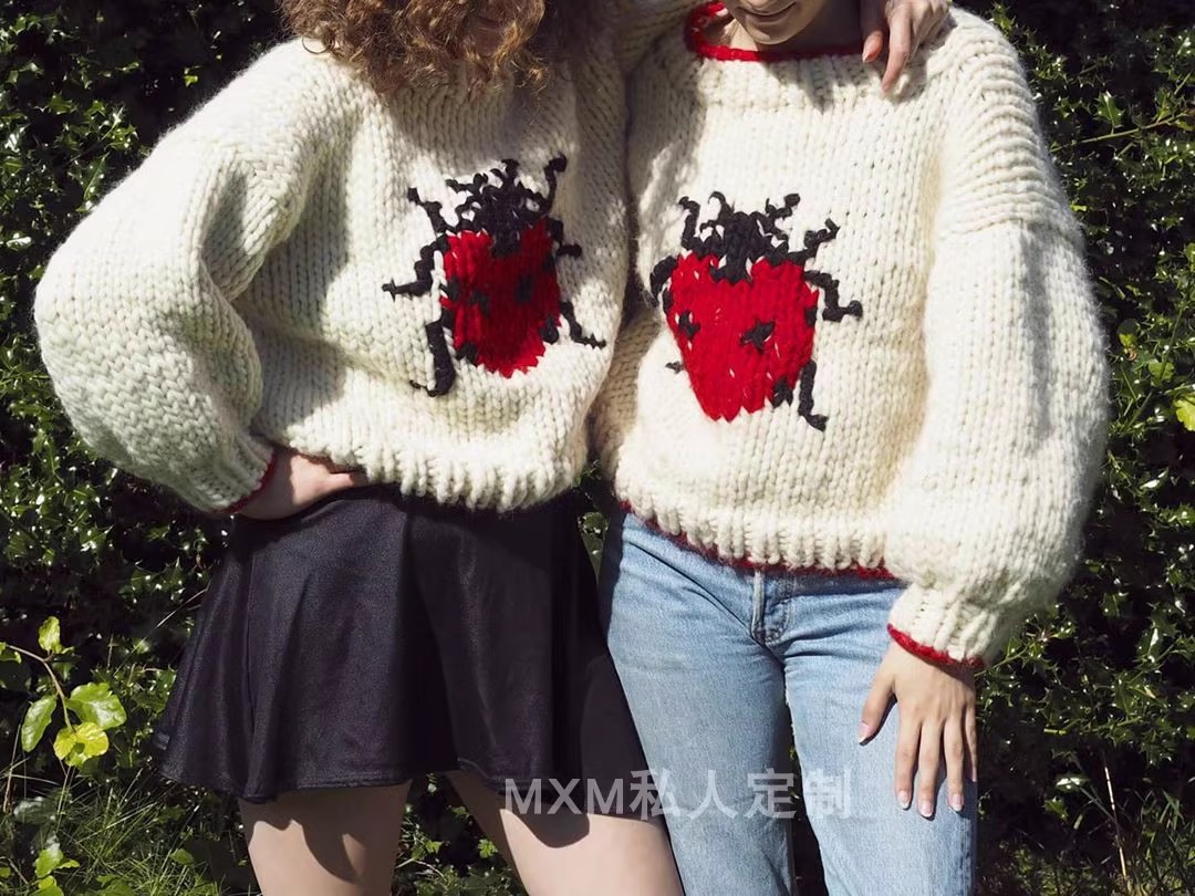 เสื้อสเวตเตอร์ผ้าขนสัตว์แท้ ถั - Embroidery Lady Bug บทวิจารณ์และราคา
