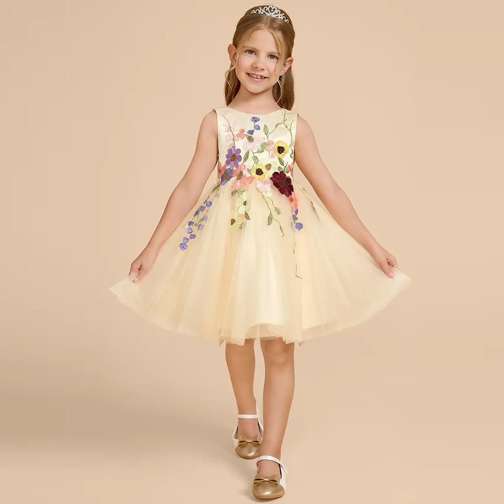 ชุดเดรสเด็กผู้หญิงสีเหลืองแบบส - Embroidery Yellow Dress บทวิจารณ์และราคา